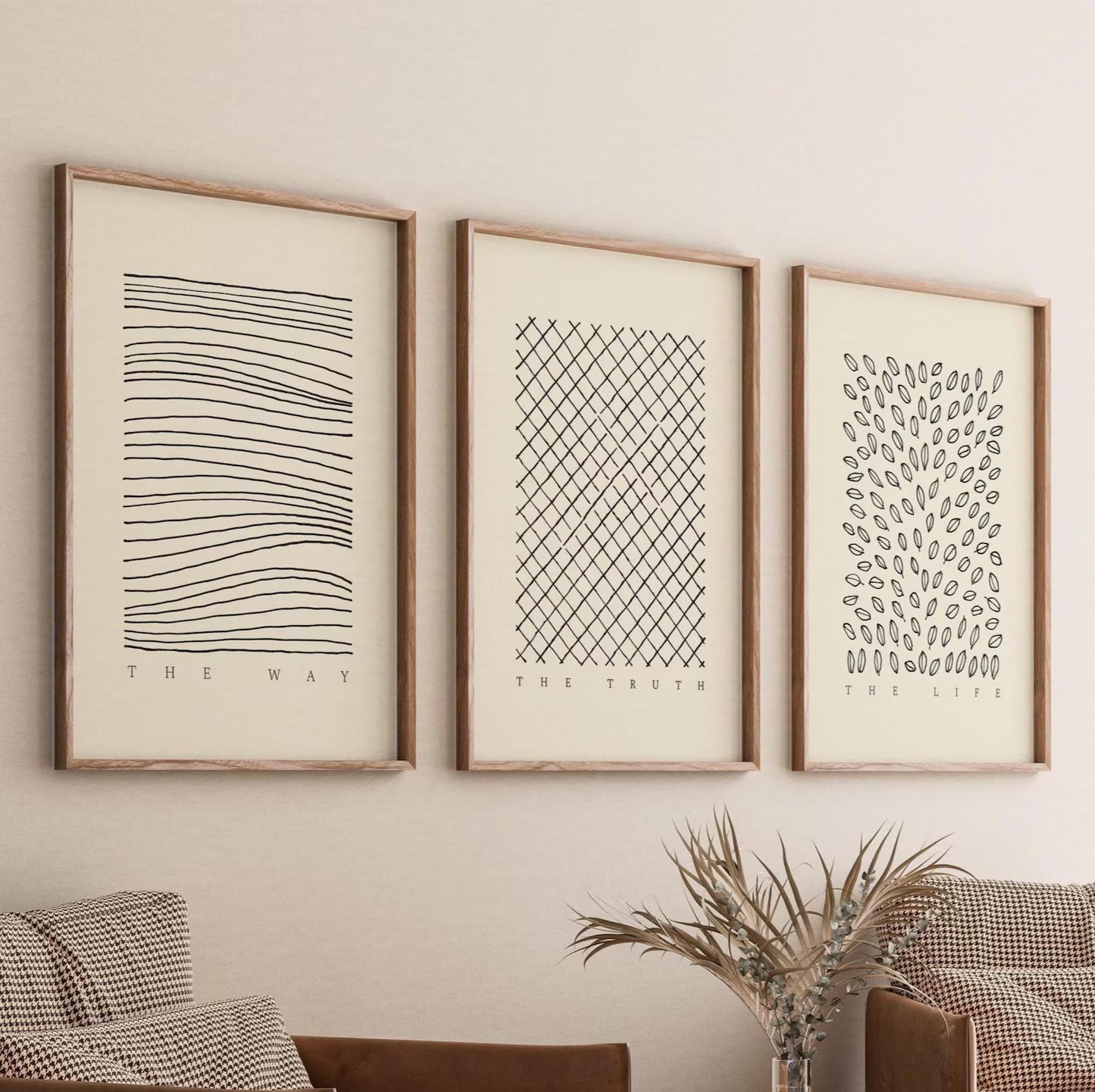 The Way of Truth the Life, DIGITAL PRINT, Homey Bible Art Set, Christian Art Print, FAITH Wall Gift, Minimalist Christian Art Jesus