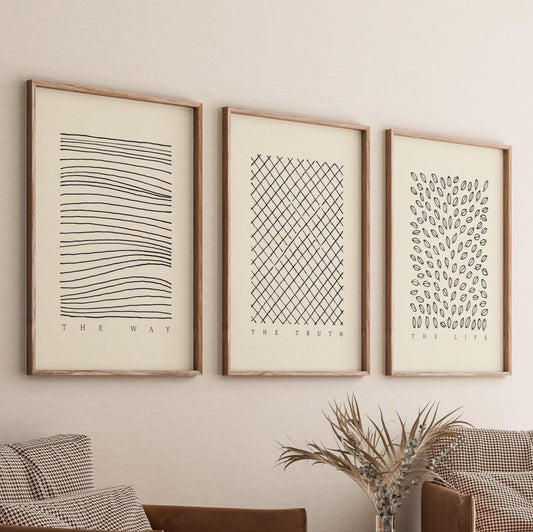 The Way of Truth the Life, DIGITAL PRINT, Homey Bible Art Set, Christian Art Print, FAITH Wall Gift, Minimalist Christian Art Jesus